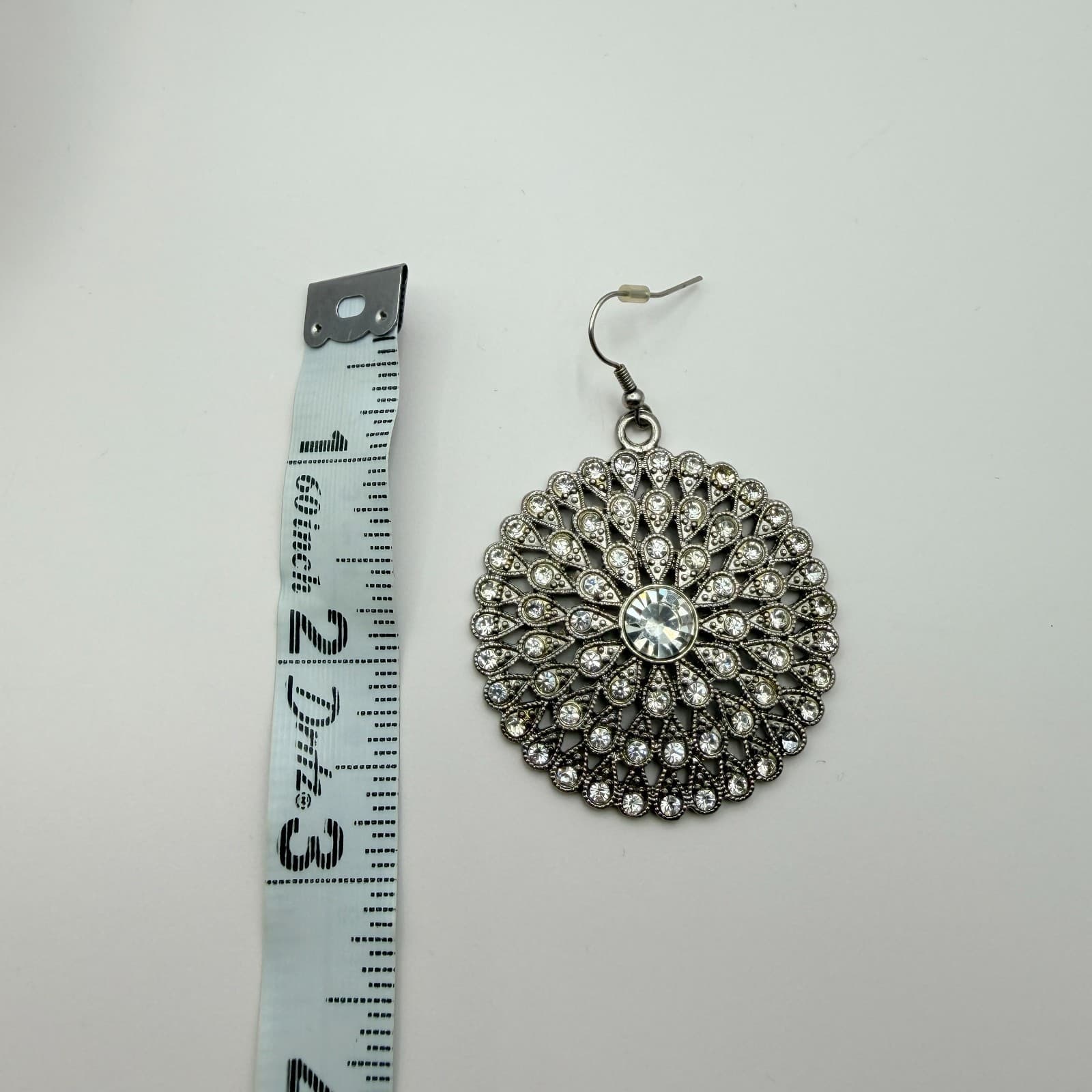 Vintage Y2K Silver Tone Clear Rhinestone Dangle Earrings Set Women's Jewelry - Thumbnail 10