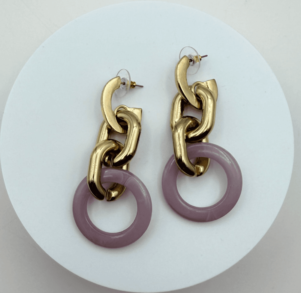 Vintage Y2K Gold Tone Chain Link Hoop Earrings Retro Women's Classic Jewelry - Image 1