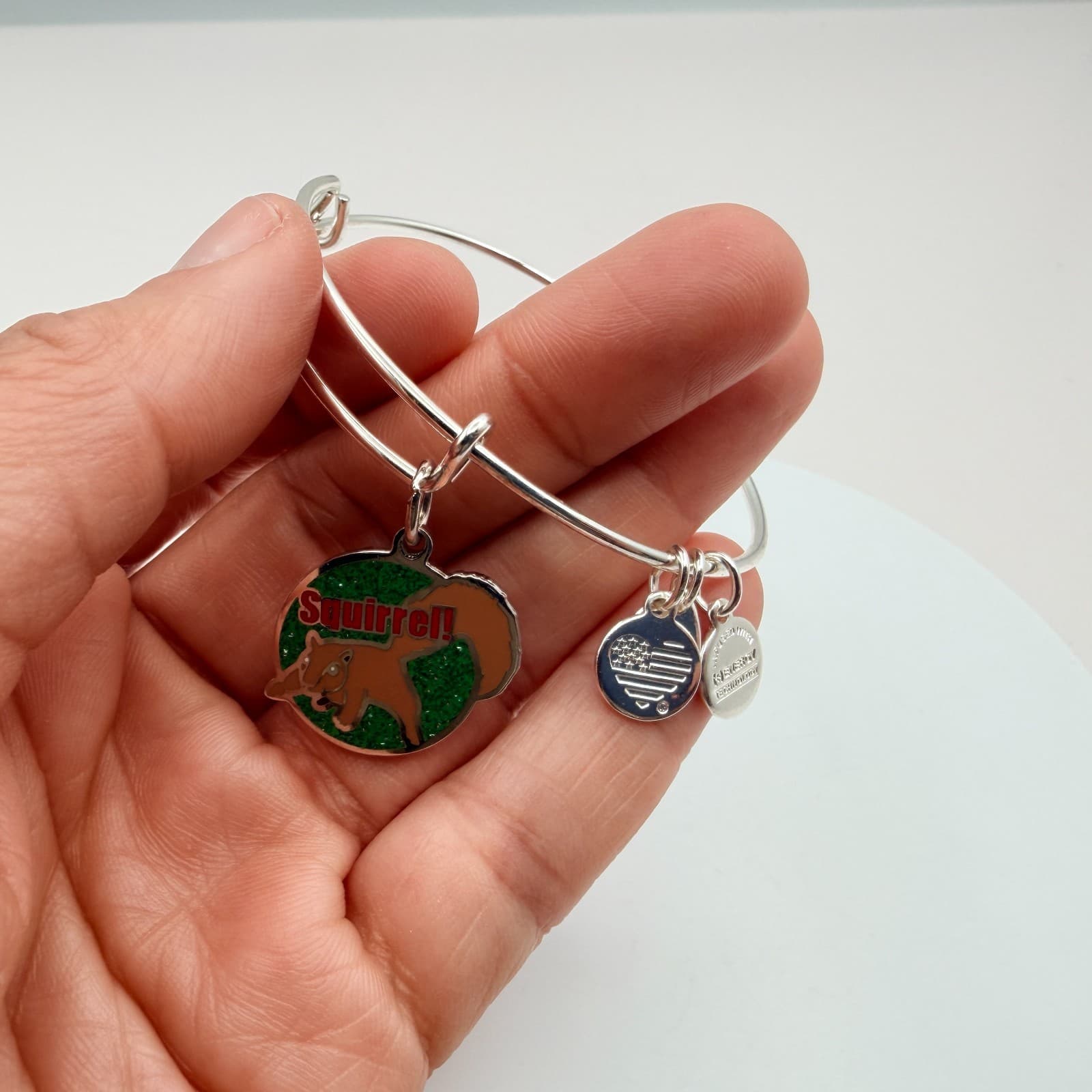 VTG 90s Alex and Ani Squirrel Silver Tone Charm Bangle Bracelet Women's Jewelry - Thumbnail 7