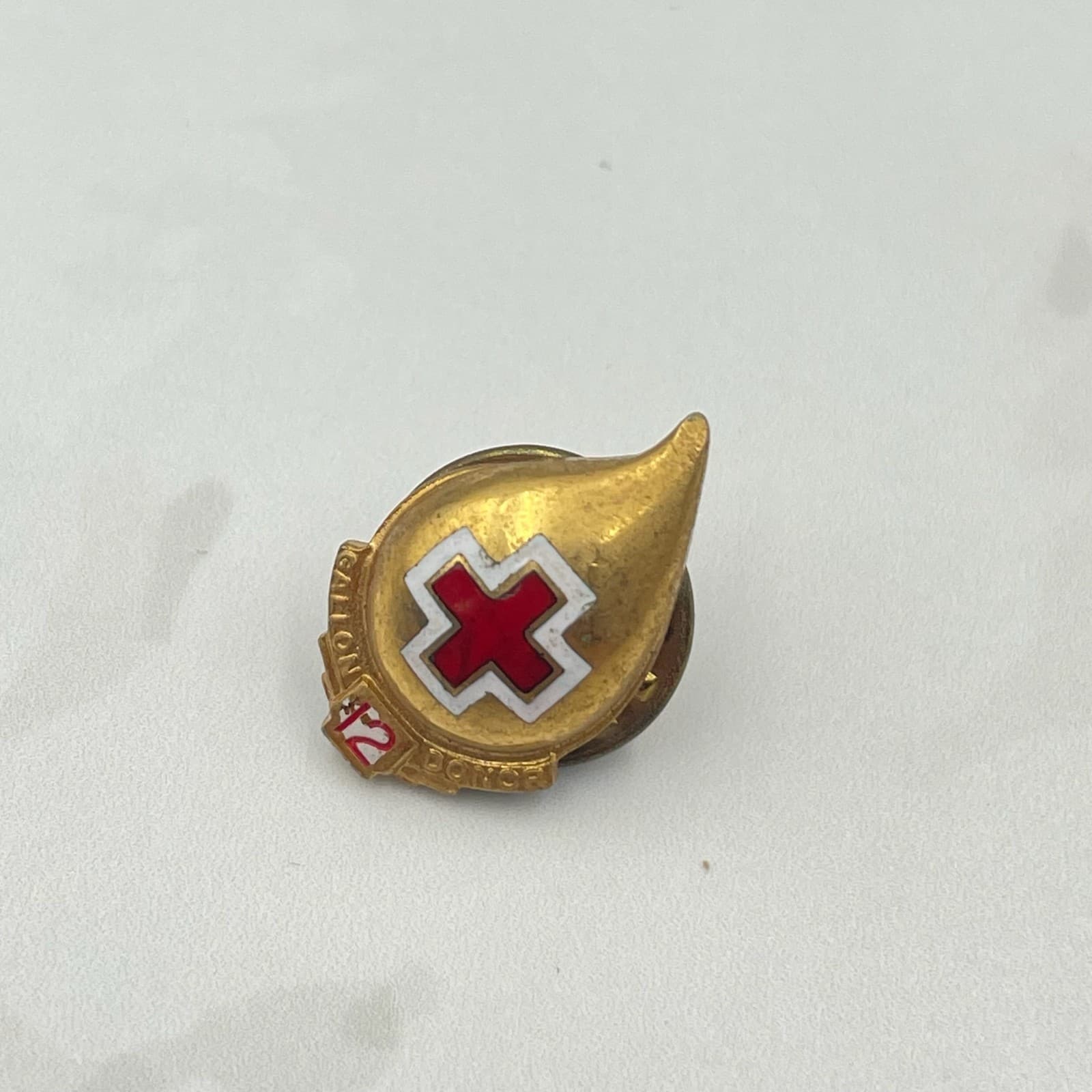 Vintage VTG Cross 12 Gallon Blood Donor Lapel Pin Gold Enamel Brooch Award - Thumbnail 12