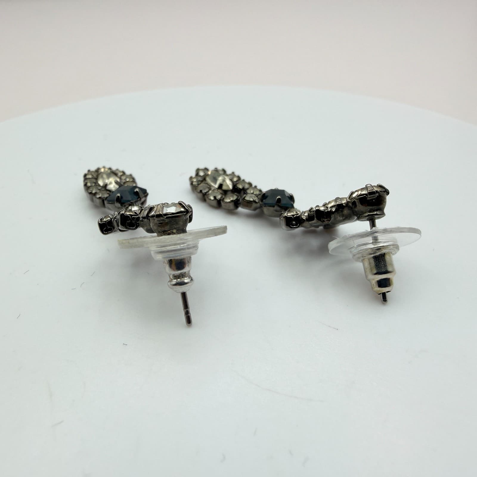 Vintage 80s Revival Chandelier Dangle Earrings Smokey Rhinestone Classic Jewelry - Thumbnail 7