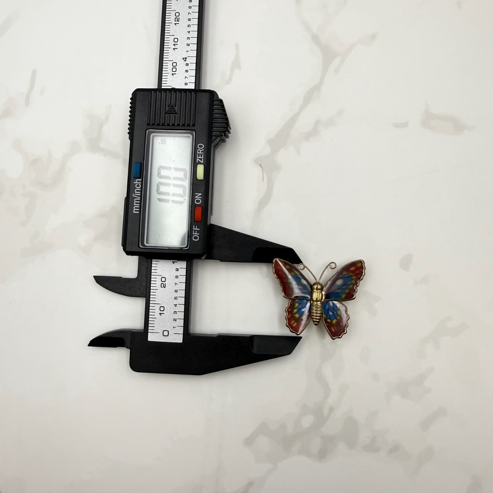 Vintage Butterfly Multicolored Hand-Painted Gold-Toned Retro Enamel Brooch Pin - Thumbnail 9