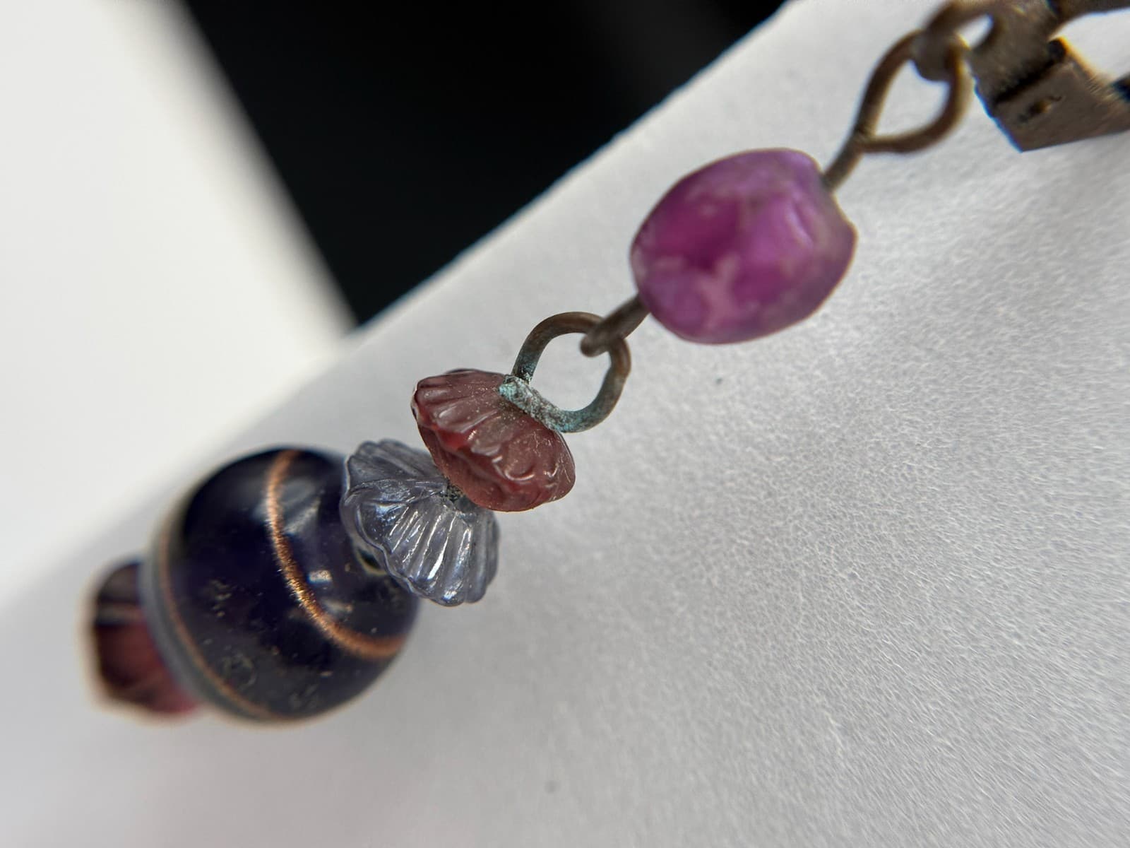 Vintage Purple Glass Lever-Back Beaded Dangle Drop Fashion Bohemian Earrings - Thumbnail 16