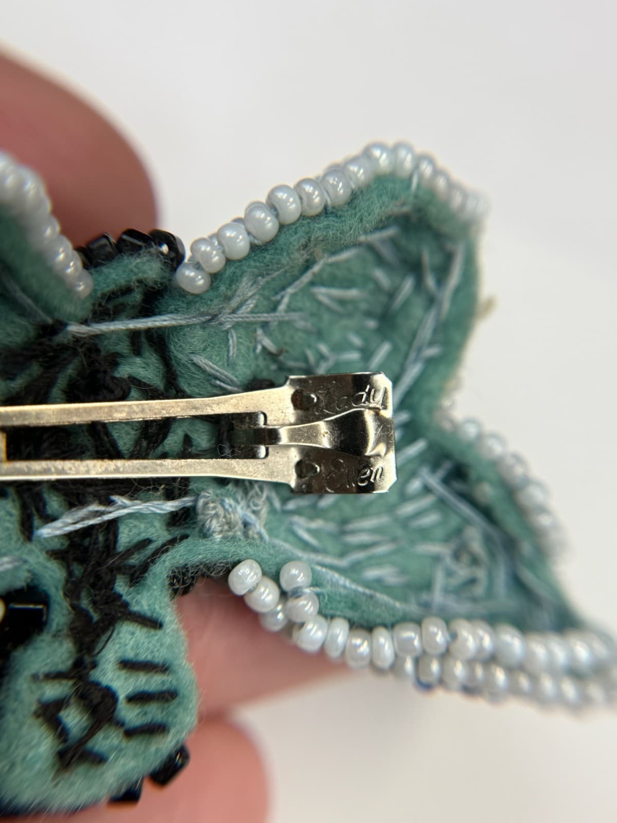 Vintage Blue White Black Beaded Butterfly Insect Fashion Hair Clip Barrette - Thumbnail 13