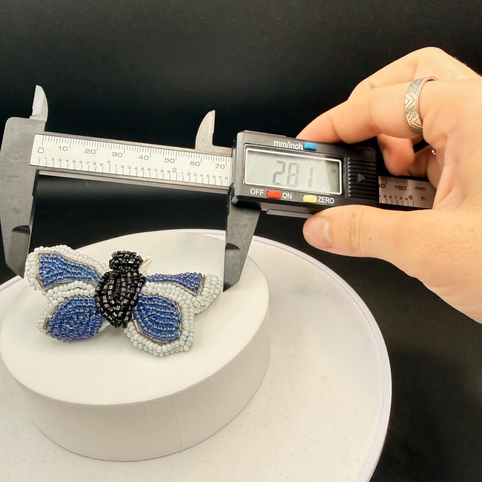 Vintage Blue White Black Beaded Butterfly Insect Fashion Hair Clip Barrette - Thumbnail 5