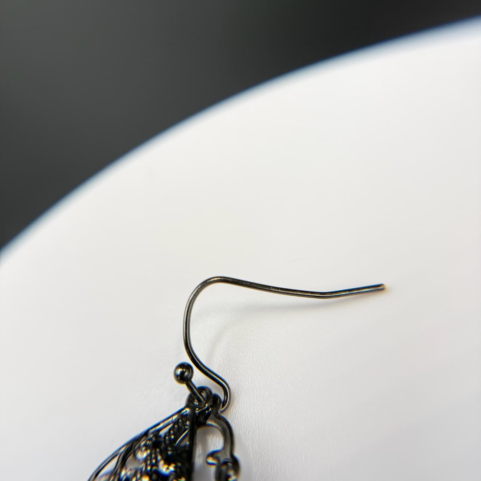 Vintage French Wire Silver-Tone Fashion Classic Dropped Filigree Teardrop Dangle - Thumbnail 11