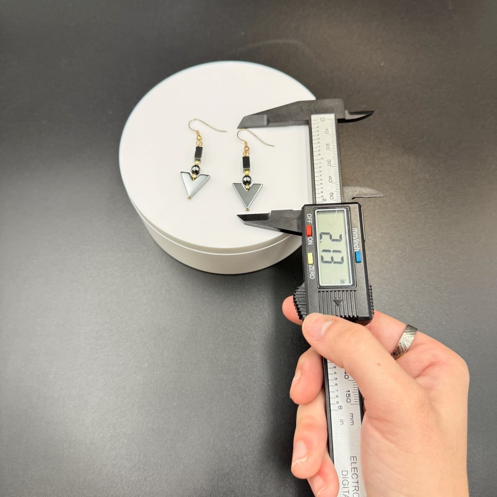 Vintage Black Hematite Geometric Gold-Toned Fashion Dangle Drop Hook Earrings - Thumbnail 12