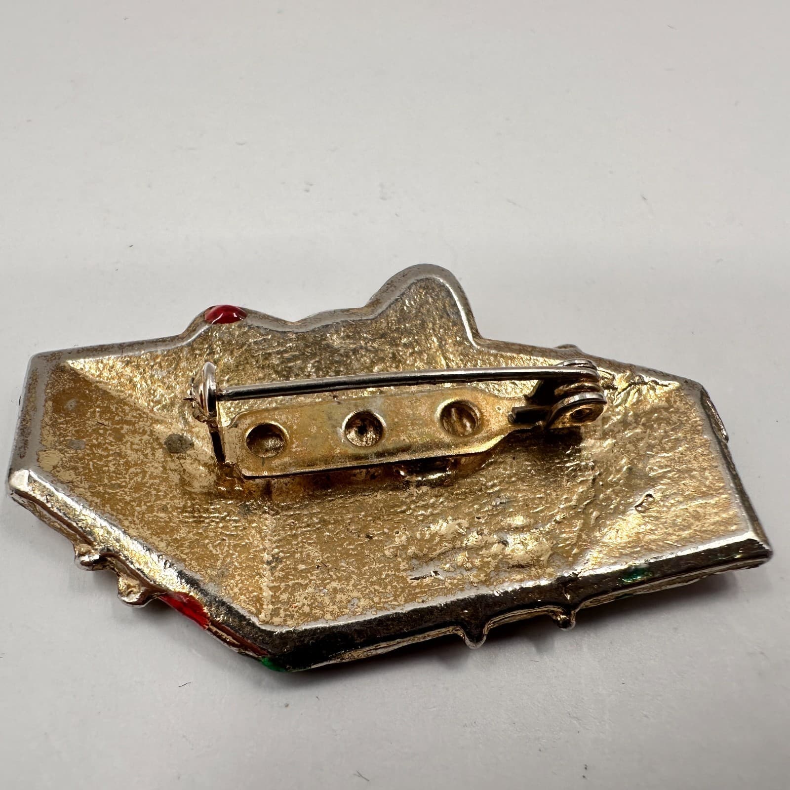 Vintage 80s 90s Christmas Brooch Pins Set Enamel Gold Tone Wreath Bells Heart - Thumbnail 7