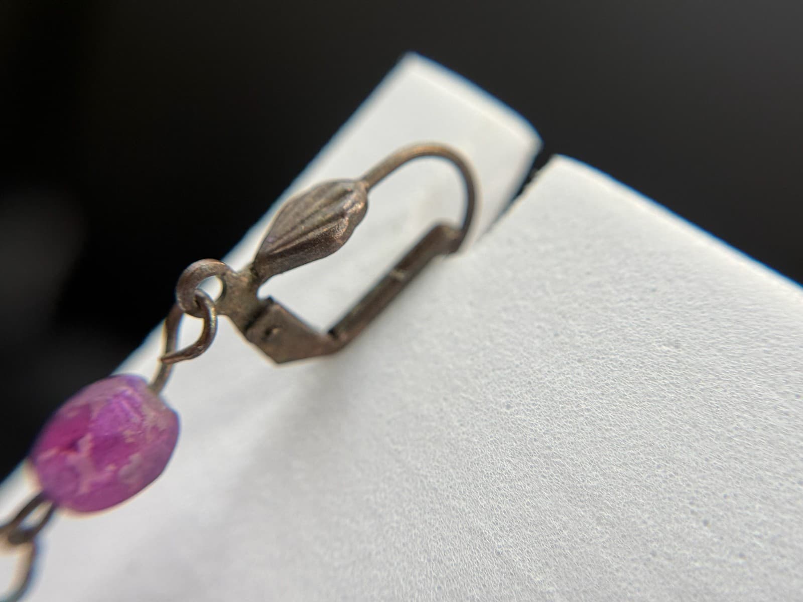 Vintage Purple Glass Lever-Back Beaded Dangle Drop Fashion Bohemian Earrings - Thumbnail 17