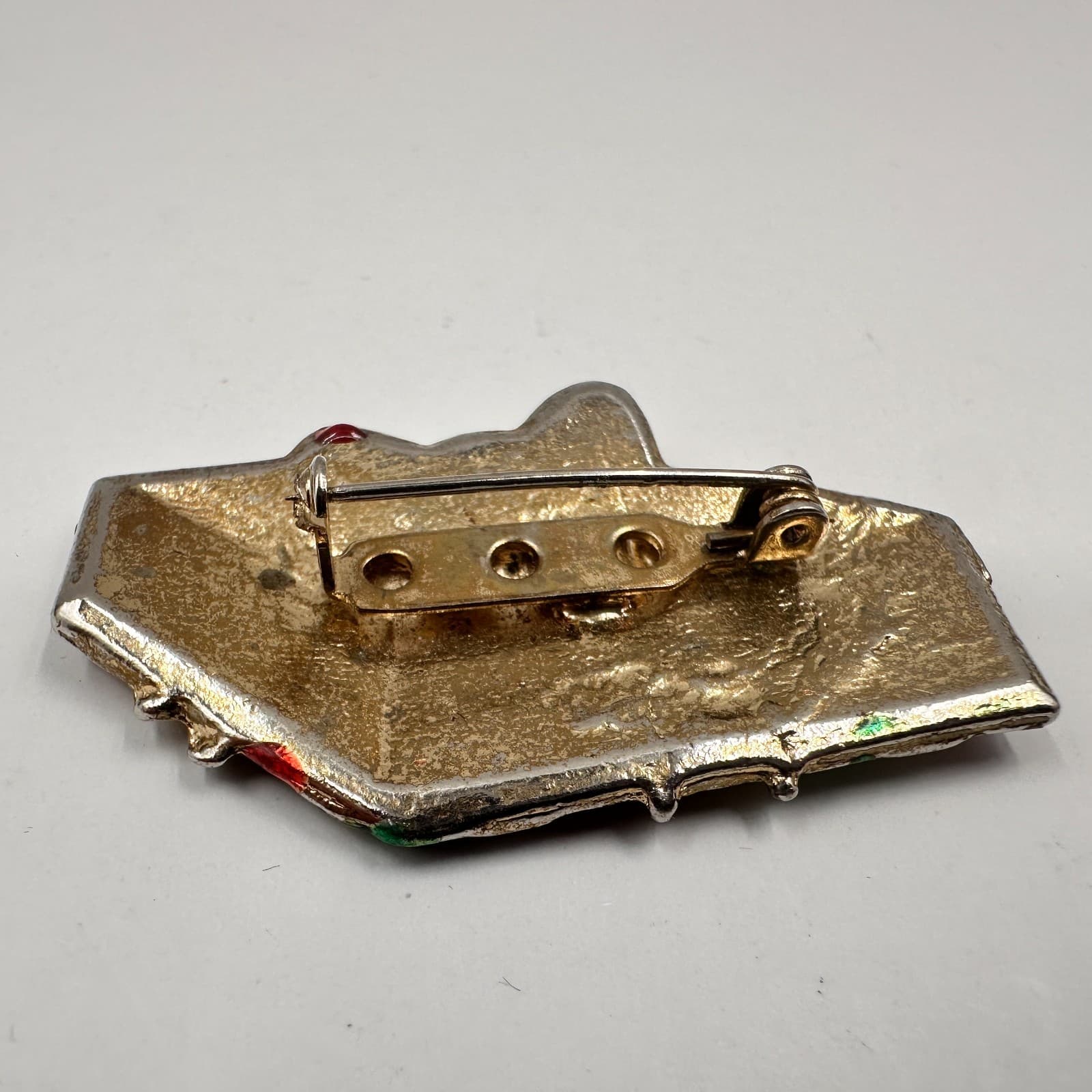 Vintage 80s 90s Christmas Brooch Pins Set Enamel Gold Tone Wreath Bells Heart - Thumbnail 6