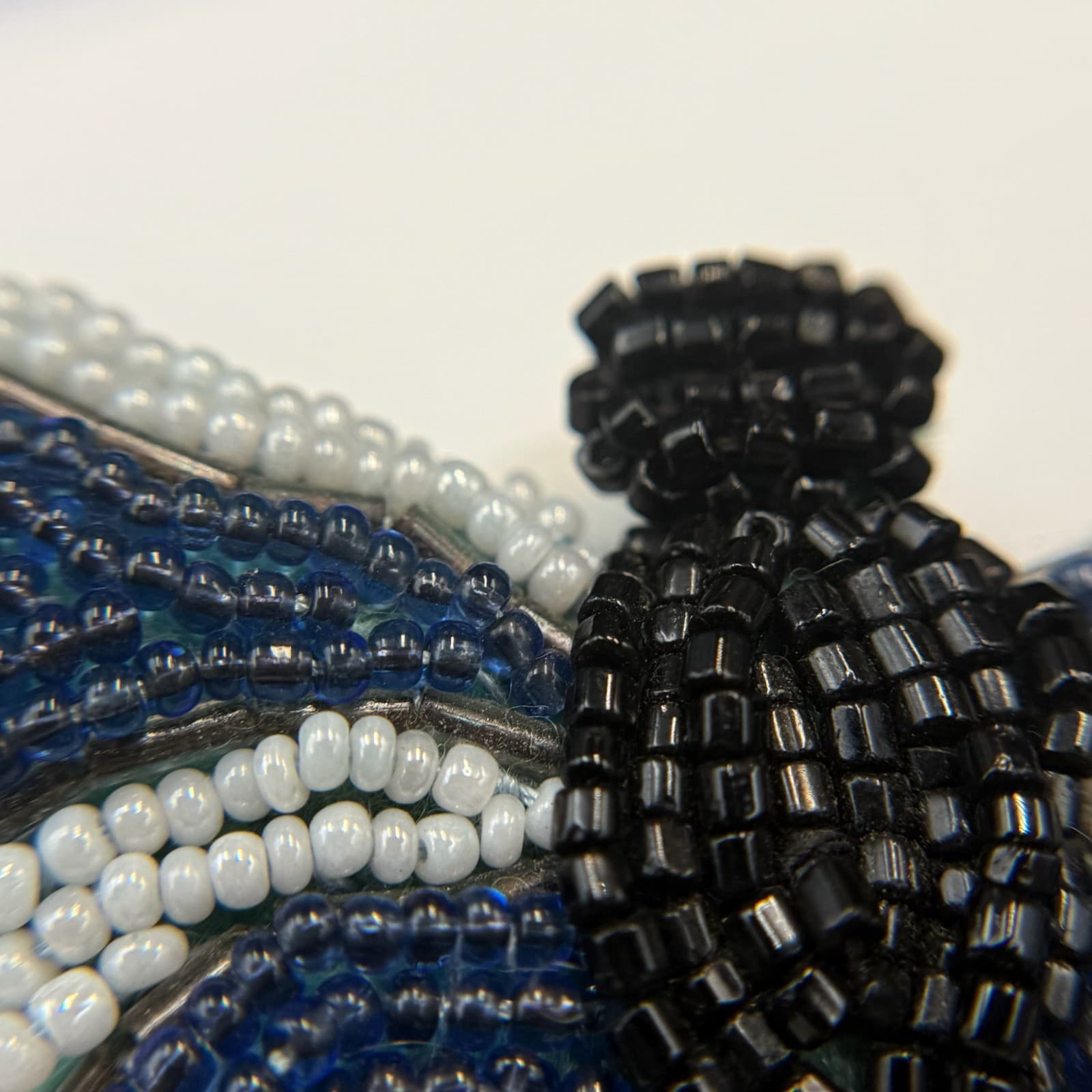 Vintage Blue White Black Beaded Butterfly Insect Fashion Hair Clip Barrette - Thumbnail 11