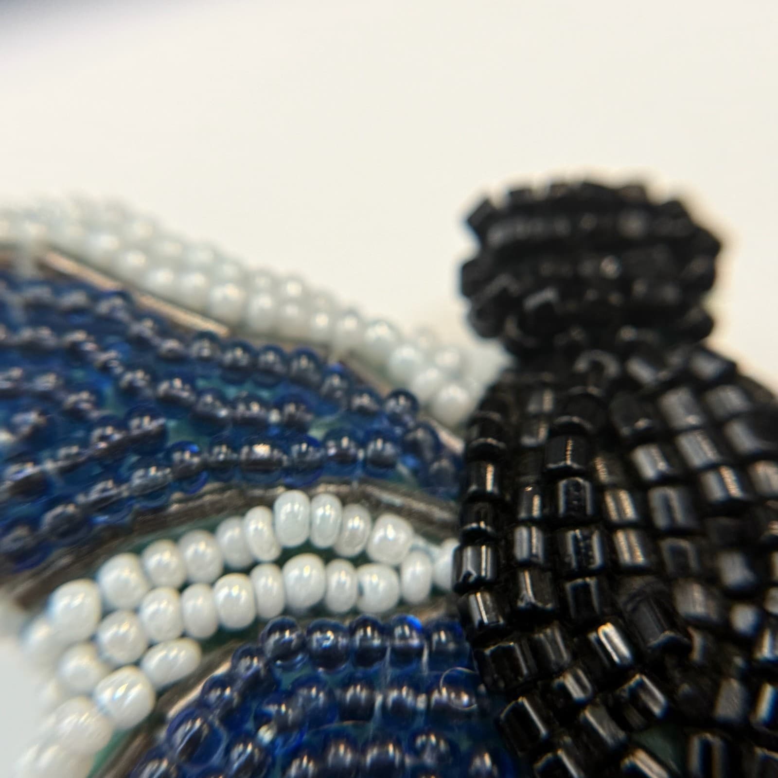 Vintage Blue White Black Beaded Butterfly Insect Fashion Hair Clip Barrette - Thumbnail 10