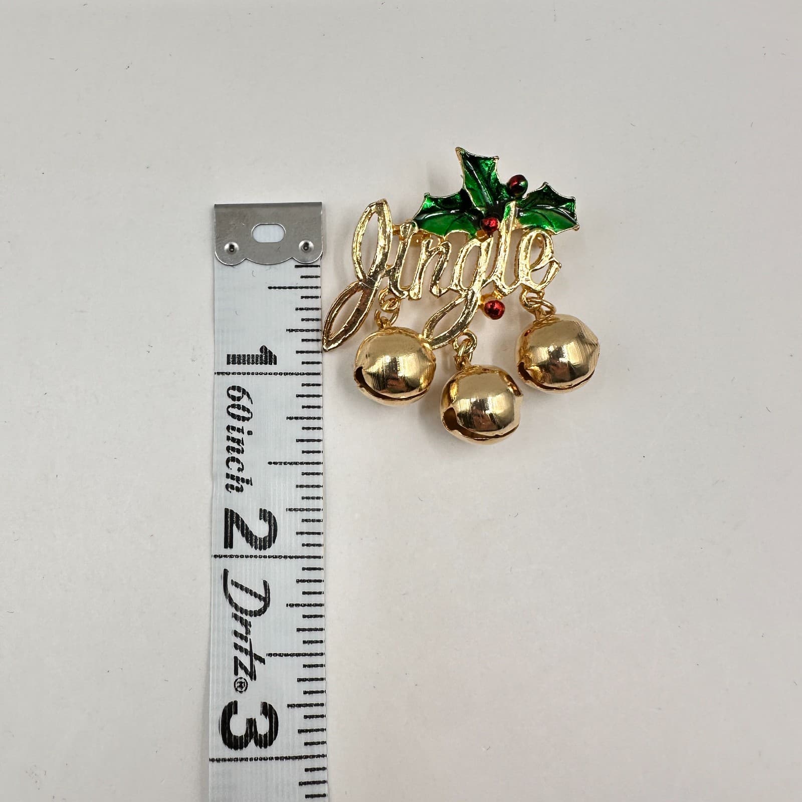 Vintage 80s 90s Christmas Brooch Pins Set Enamel Gold Tone Wreath Bells Heart - Thumbnail 17