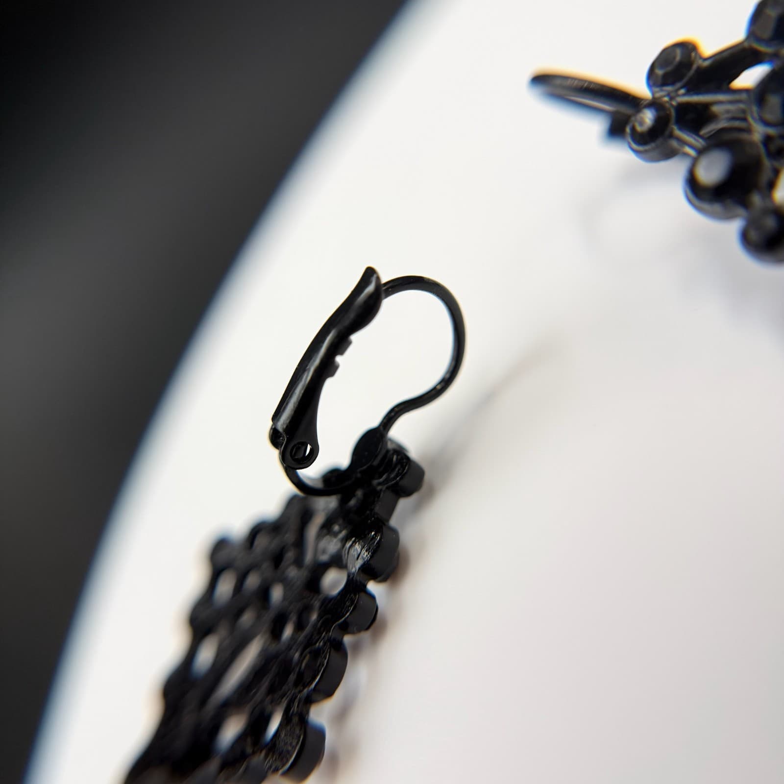 Vintage Contemporary Black Geometric Fashion Deco Style Dangle Post Filigree - Thumbnail 14