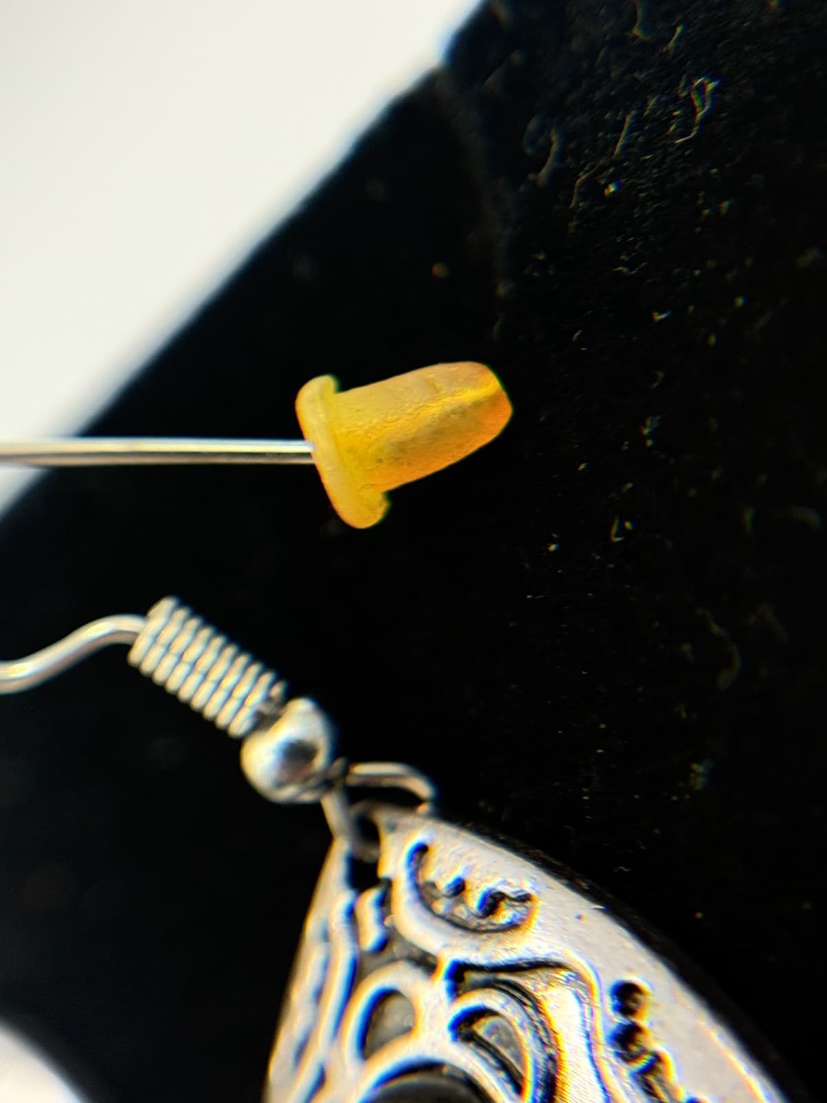 Vintage Ethnic Black Onyx Stone Silver-Toned Fashion Hook Dangle Earrings - Thumbnail 7