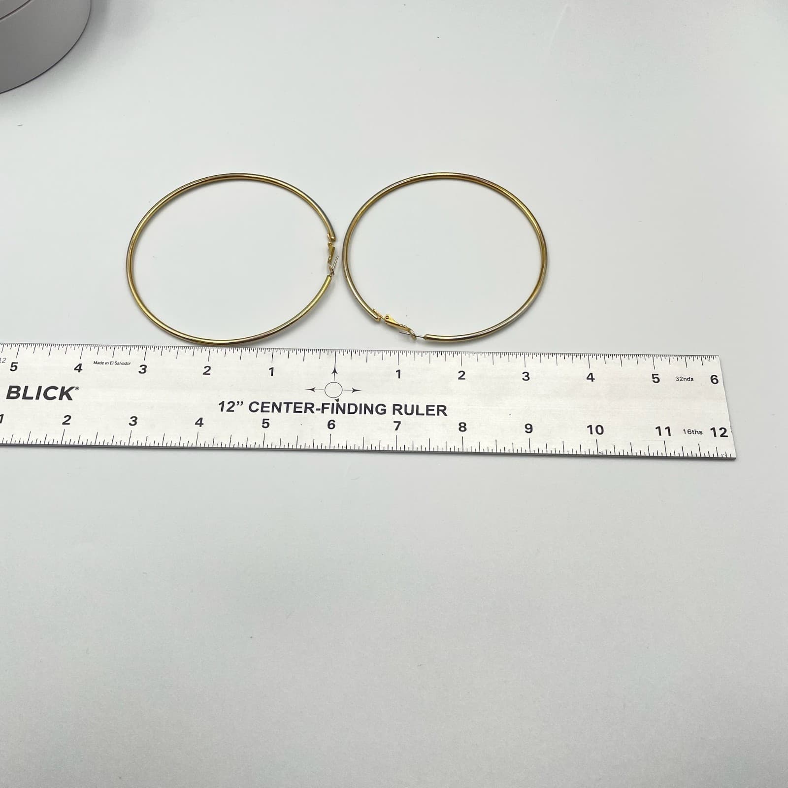 Vintage Huge XL Thin Gold Tone Hoop Earrings 4” Big Statement Fashion Leverback - Thumbnail 2