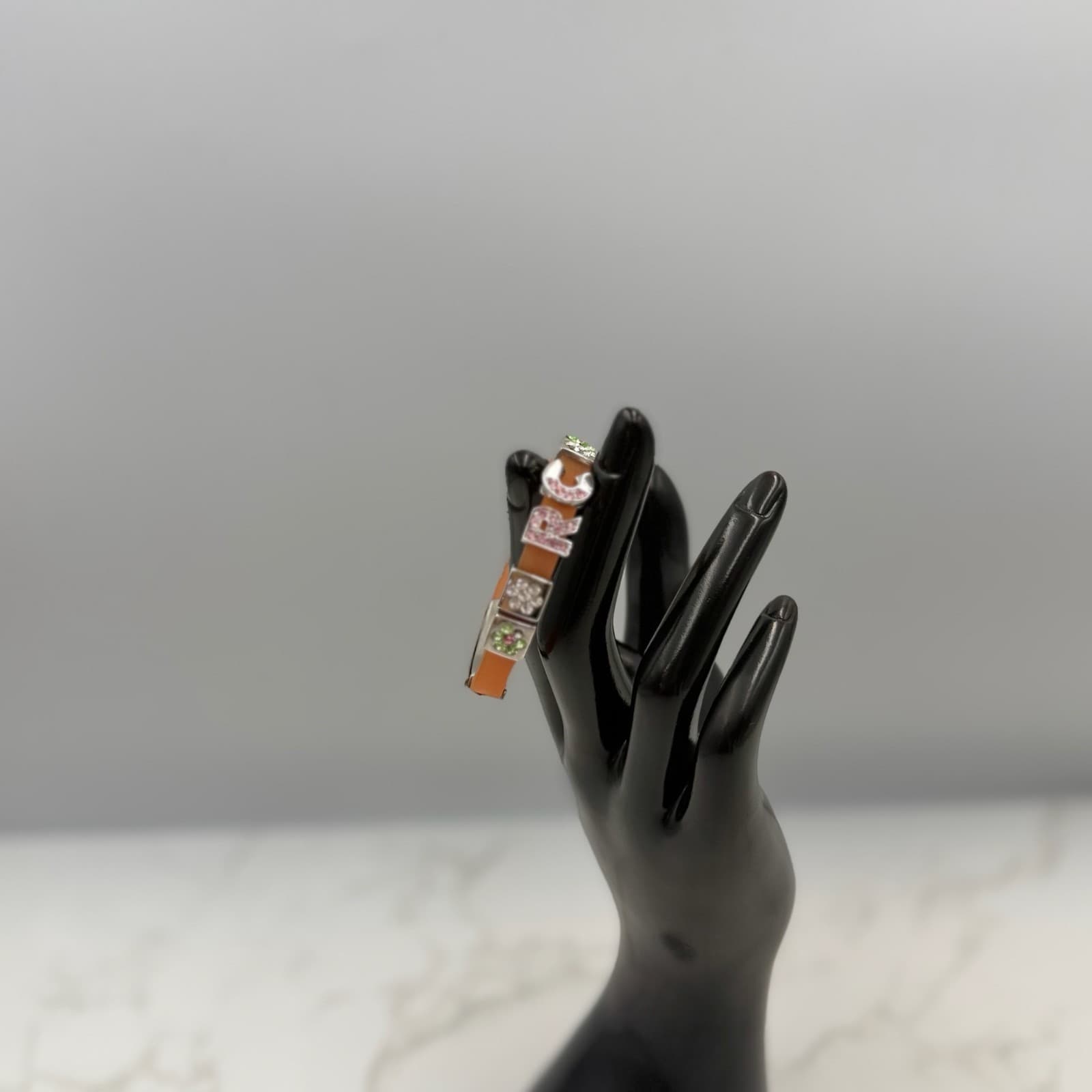 Vintage Handmade Womens Rhinestone Sliding Letters Alphabet Charms Wristbands - Thumbnail 5