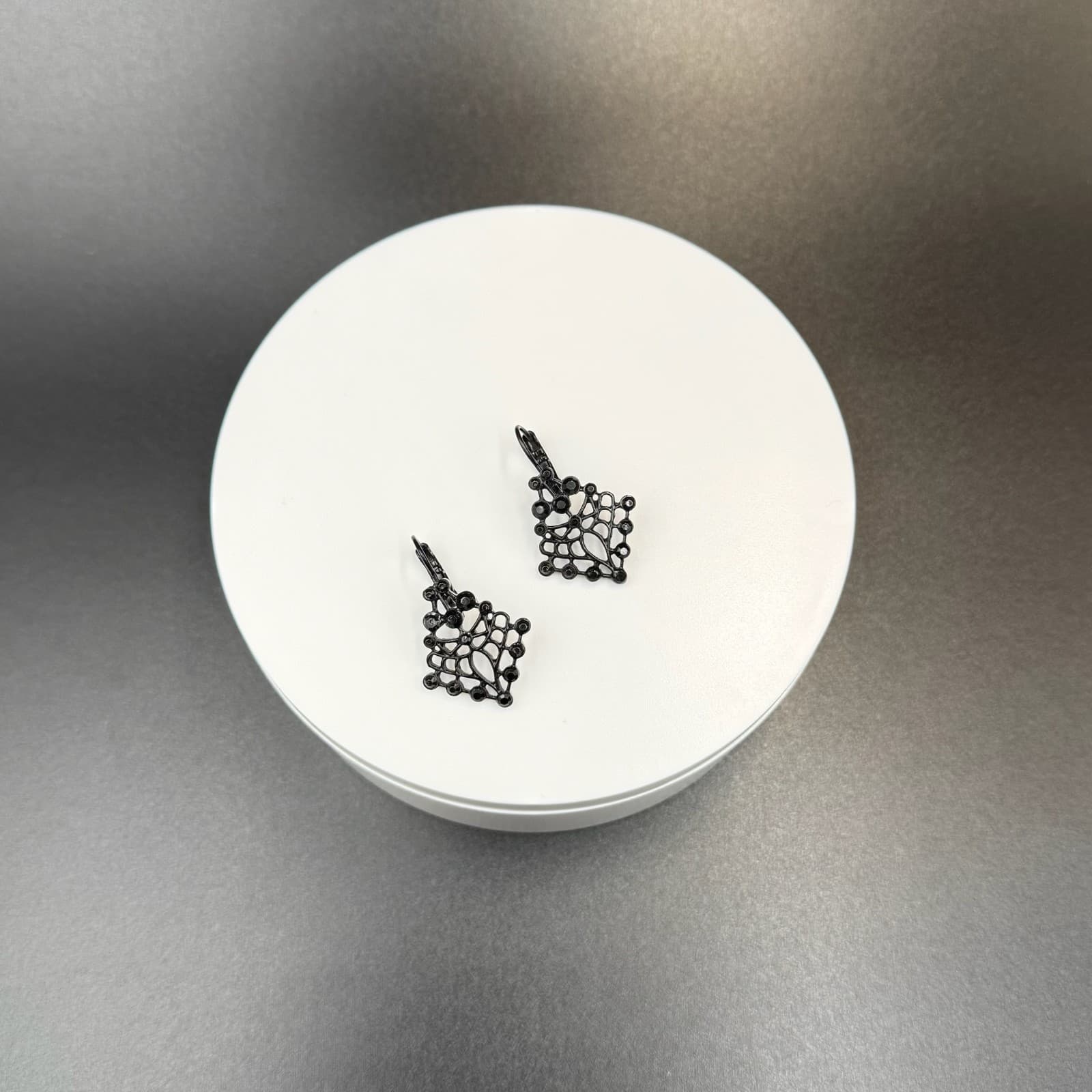 Vintage Contemporary Black Geometric Fashion Deco Style Dangle Post Filigree - Thumbnail 10