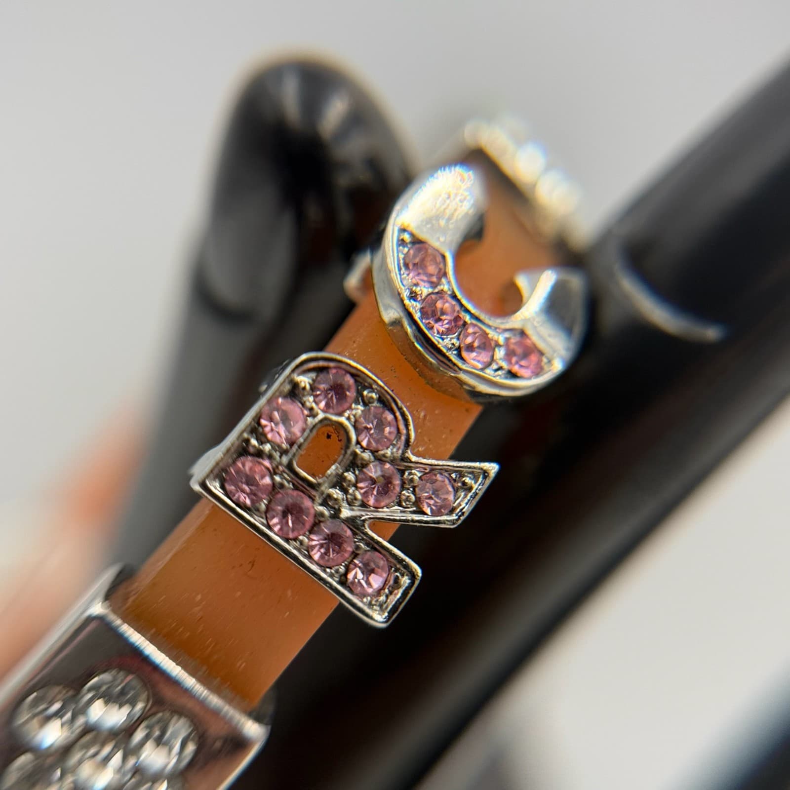 Vintage Handmade Womens Rhinestone Sliding Letters Alphabet Charms Wristbands - Thumbnail 6