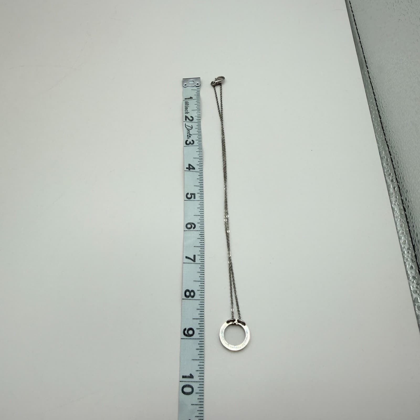 Vintage Y2K Silver Tone Clear Rhinestone Circle Pendant Necklace Women's Jewelry - Thumbnail 10