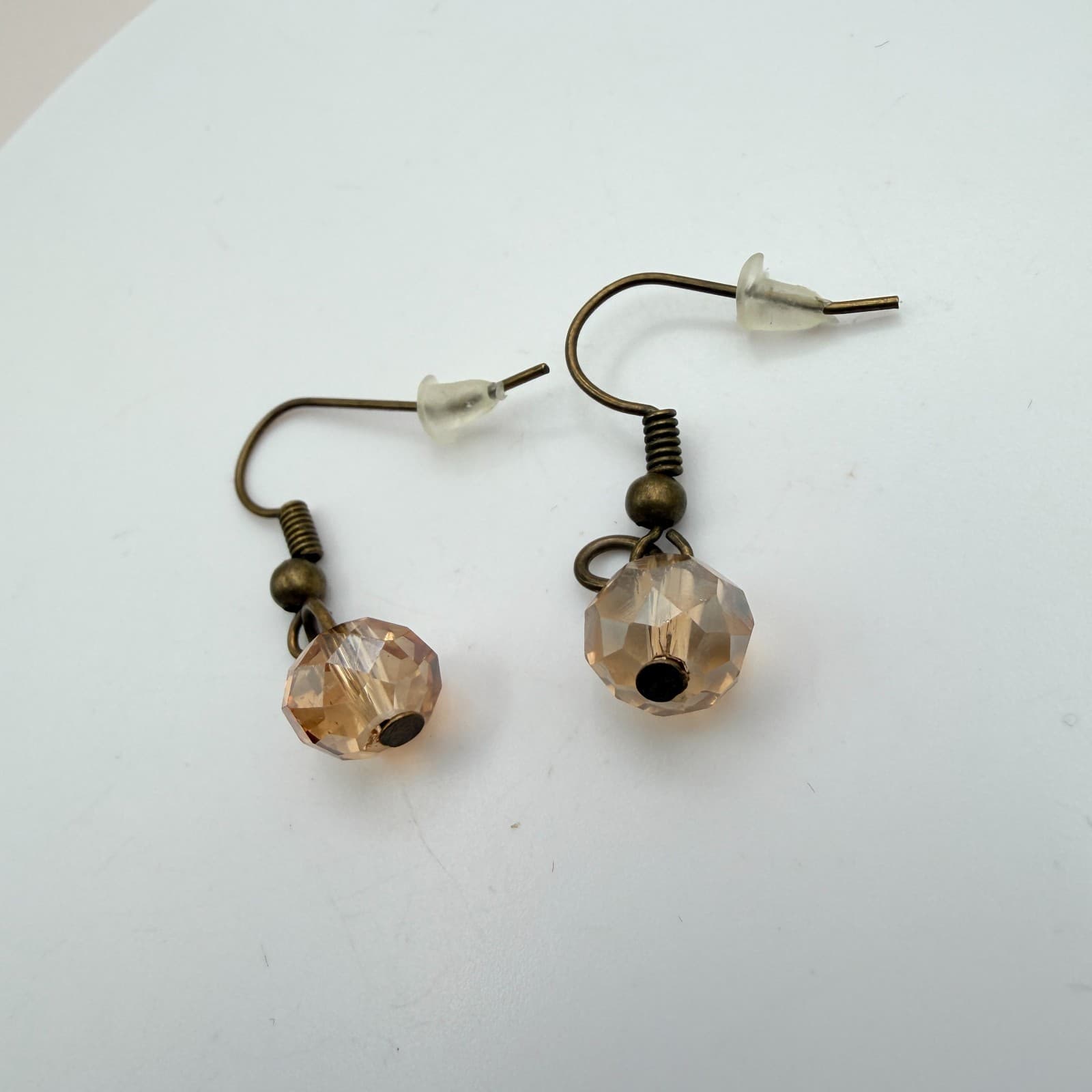 Vintage 90s Bib Necklace Earrings Set Pink Champagne Glass Beads Women's Jewelry - Thumbnail 10