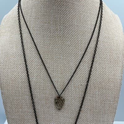 Vintage Layered Necklace Druzy Teardrop Pendant Arrowhead Charm Black Chain Boho - Thumbnail 2