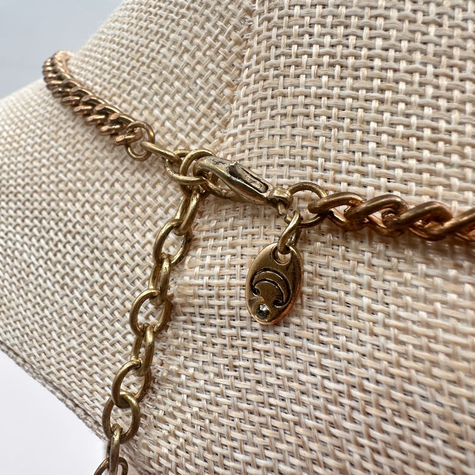 Vintage 80s Bohemian Yellow Gemstone Statement Bib Necklace Gold Tone Jewelry - Thumbnail 5