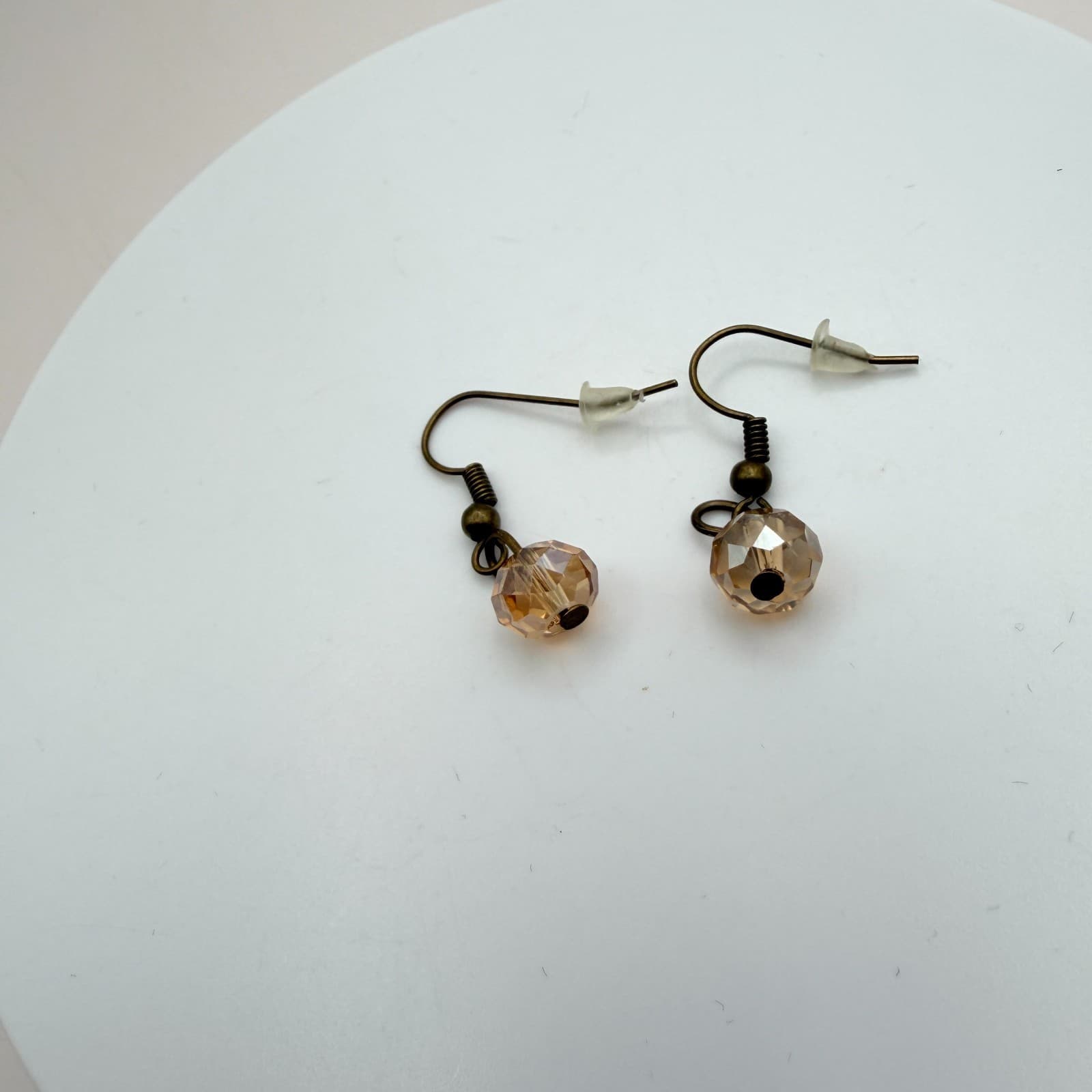 Vintage 90s Bib Necklace Earrings Set Pink Champagne Glass Beads Women's Jewelry - Thumbnail 11