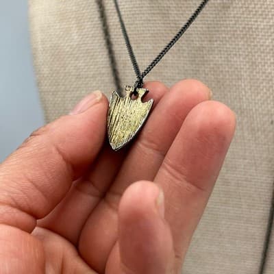 Vintage Layered Necklace Druzy Teardrop Pendant Arrowhead Charm Black Chain Boho - Thumbnail 7