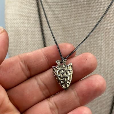 Vintage Layered Necklace Druzy Teardrop Pendant Arrowhead Charm Black Chain Boho - Thumbnail 6