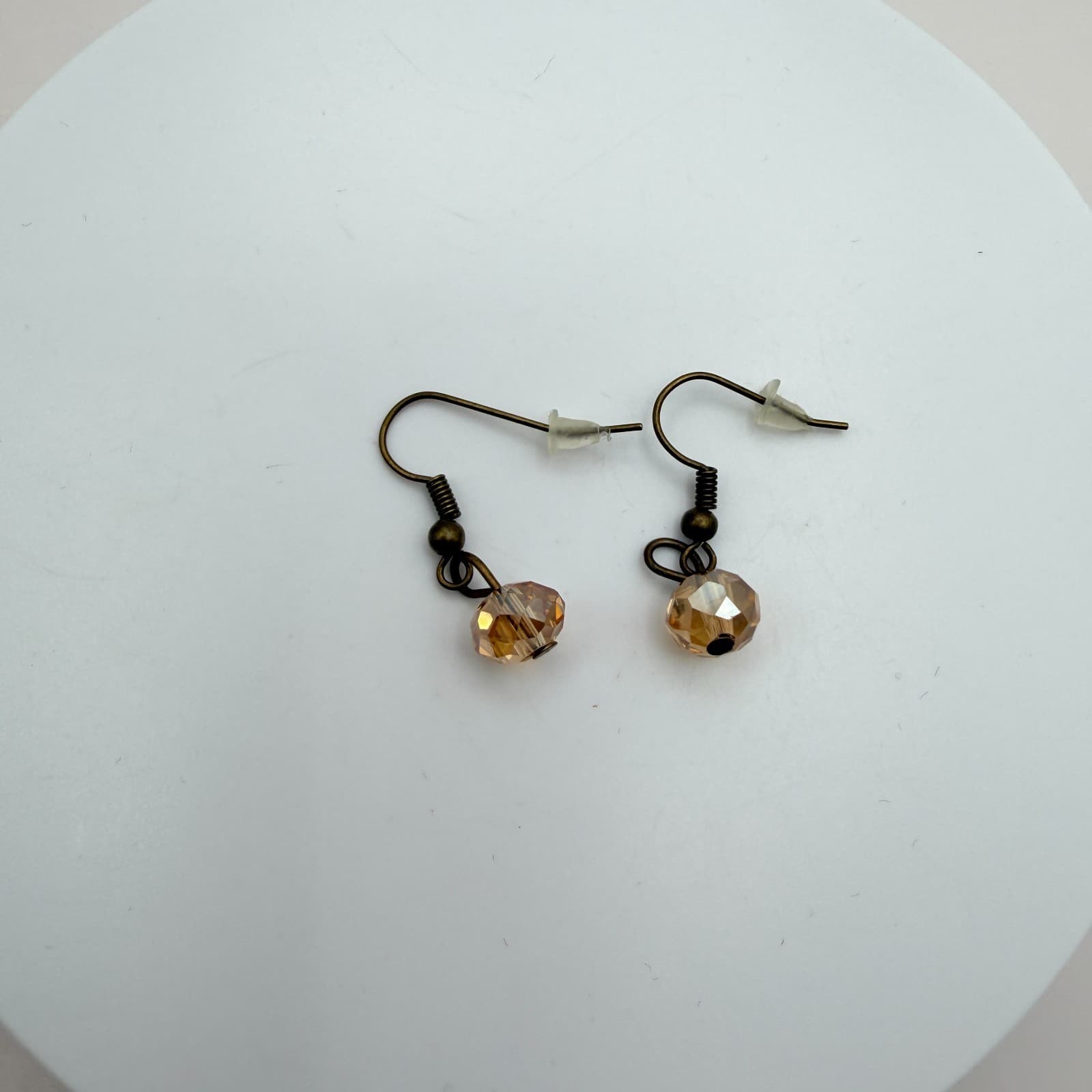 Vintage 90s Bib Necklace Earrings Set Pink Champagne Glass Beads Women's Jewelry - Thumbnail 8