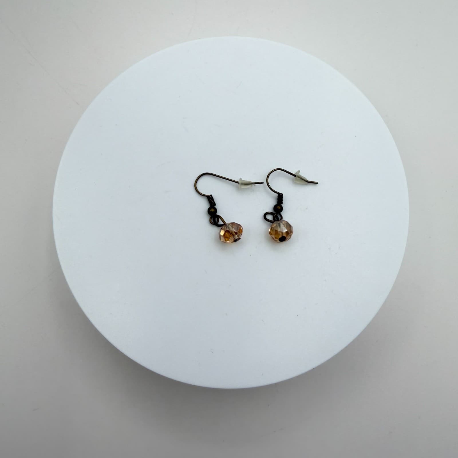 Vintage 90s Bib Necklace Earrings Set Pink Champagne Glass Beads Women's Jewelry - Thumbnail 7