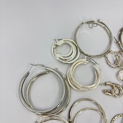 Mixed Lot Silver Tone Hoop Earrings Assorted Fashion Vintage Jewelry Wear Bundle - Thumbnail 6
