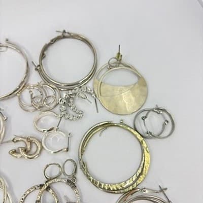 Mixed Lot Silver Tone Hoop Earrings Assorted Fashion Vintage Jewelry Wear Bundle - Thumbnail 4