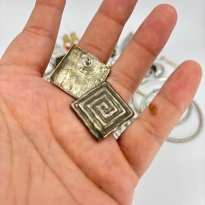 Mixed Lot Statement Hoop Dangle Earrings Silver Gold Tone Assorted Vintage Style - Thumbnail 12