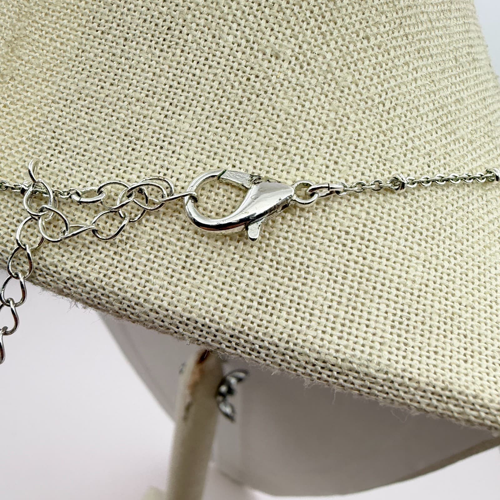 Vintage 90s SilverTone Tassel Bar Cube Glass Pendant Long Station Chain Necklace - Thumbnail 8