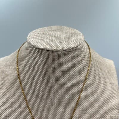 Vintage Gold Tone Heart Pendant Necklace Shark Cutout Design Minimalist Dainty - Thumbnail 3