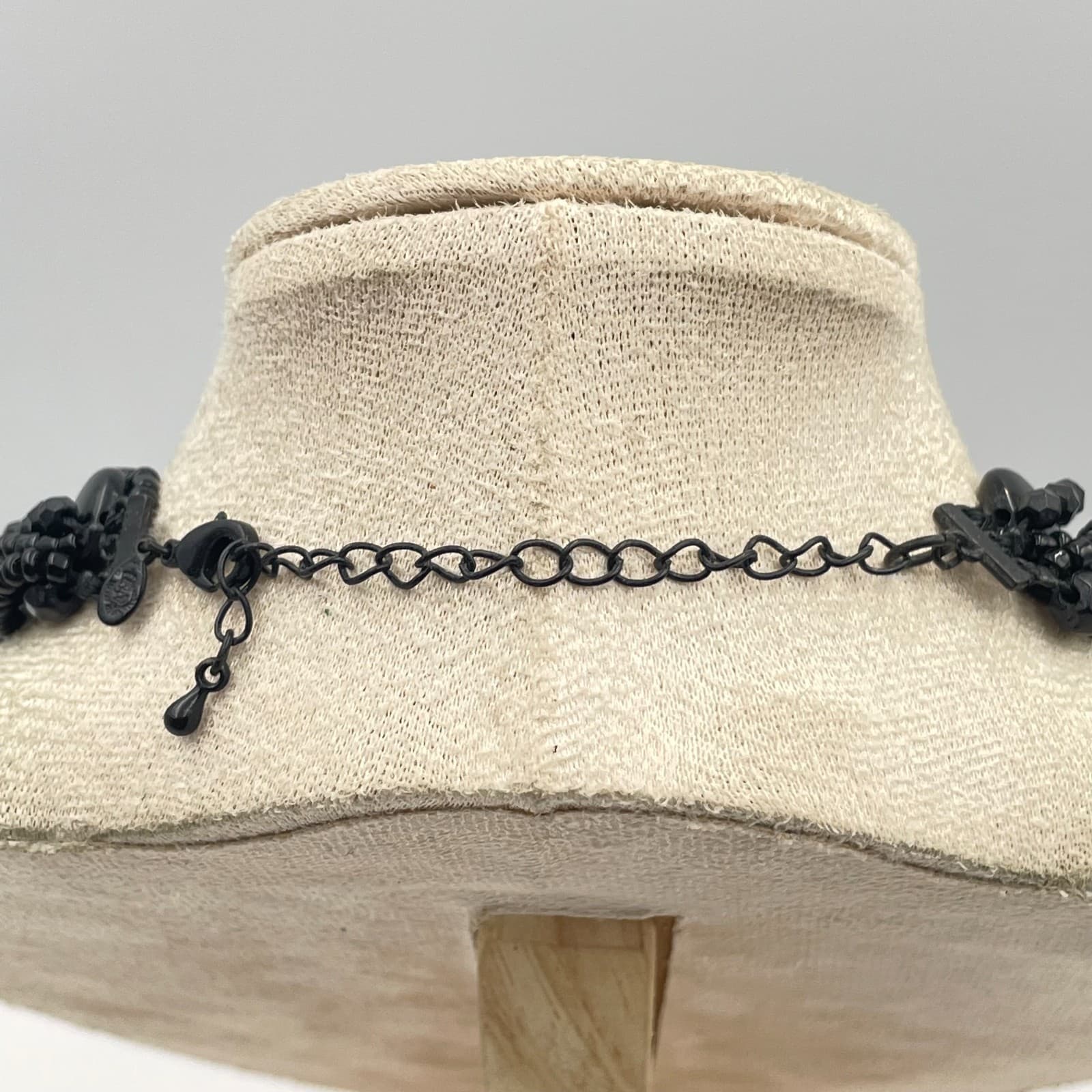 Vintage Black Multi Strand Statement Necklace Chunky Beaded Layered Bib Jewelry - Thumbnail 6