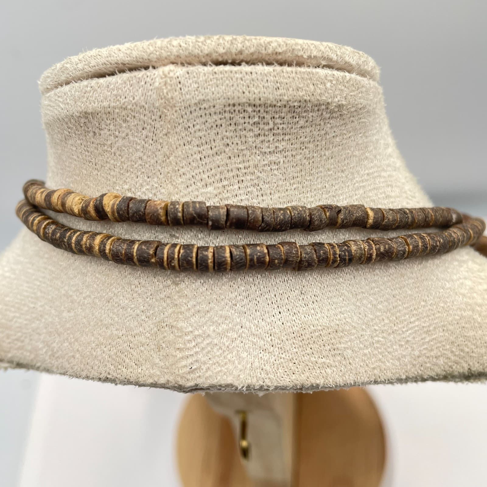 Vintage 90s Chunky Shell Knit Double Strand Wooden Beaded Necklace Jewelry - Thumbnail 6