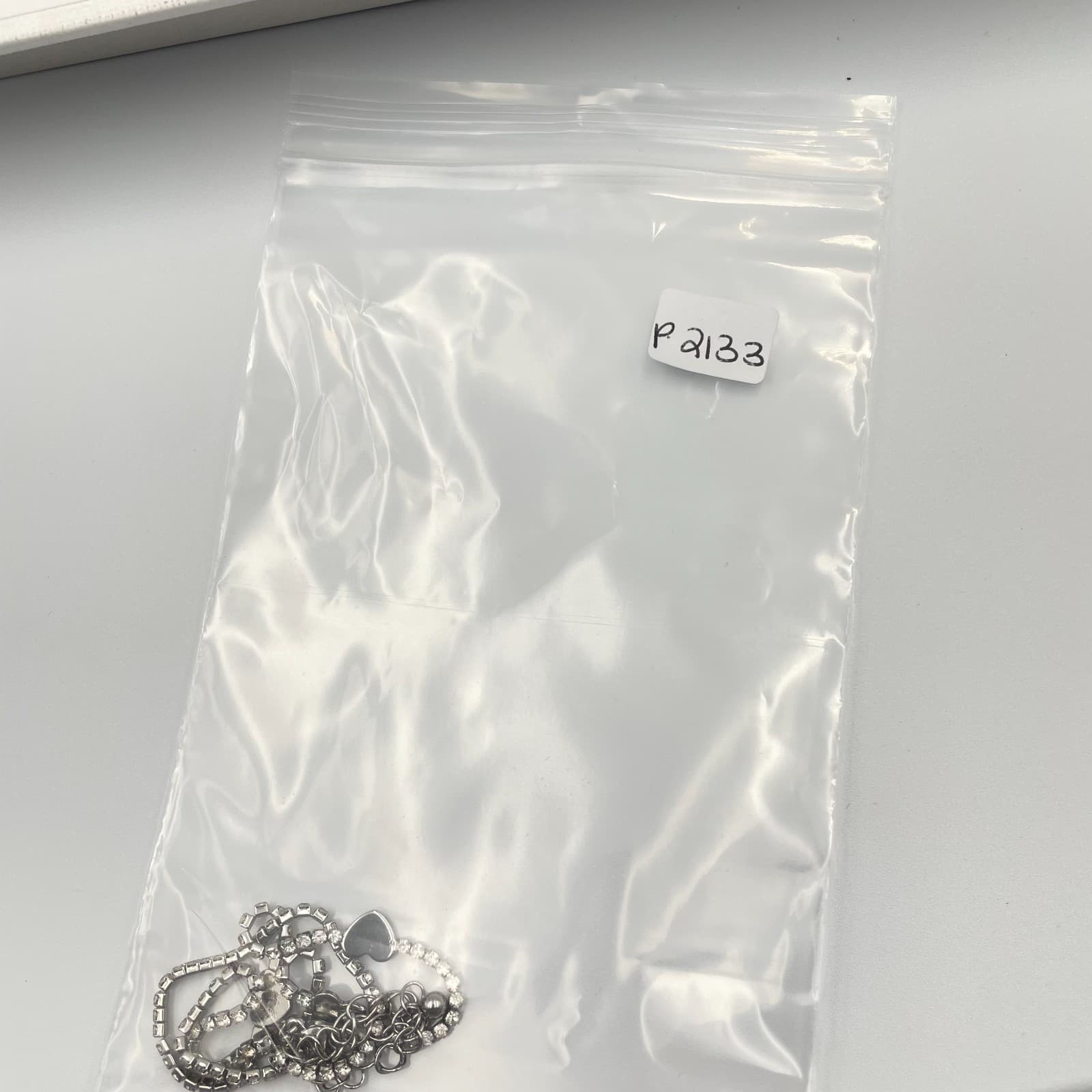 Vtg Silver Rhinestone Heart Tennis Necklace Choker Adjustable Crystal Prom Gift - Thumbnail 8