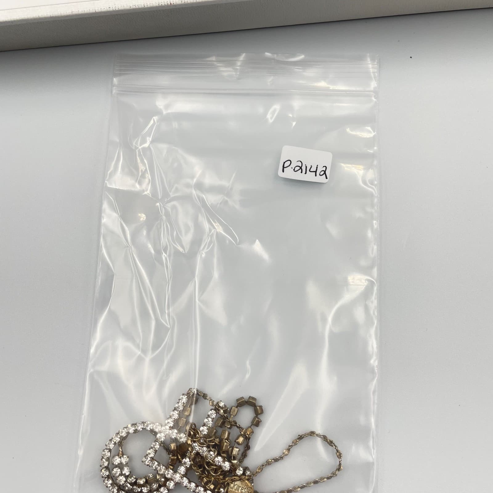 Vintage Gold Tone Rhinestone Layered Festoon Necklace Geometric Drop Statement - Thumbnail 9