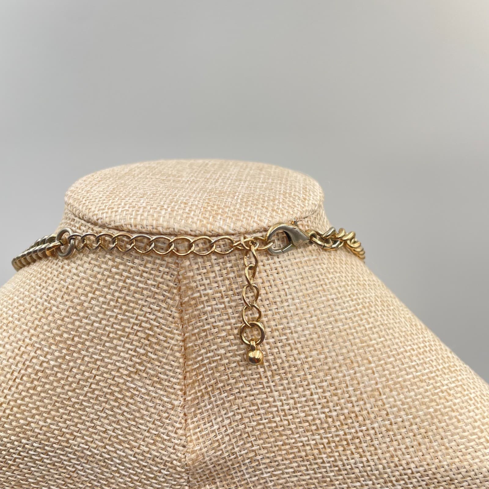 Vtg Statement Necklace Black Gold Tone Bib Fringe Chunky Teardrop Cluster Boho - Thumbnail 6