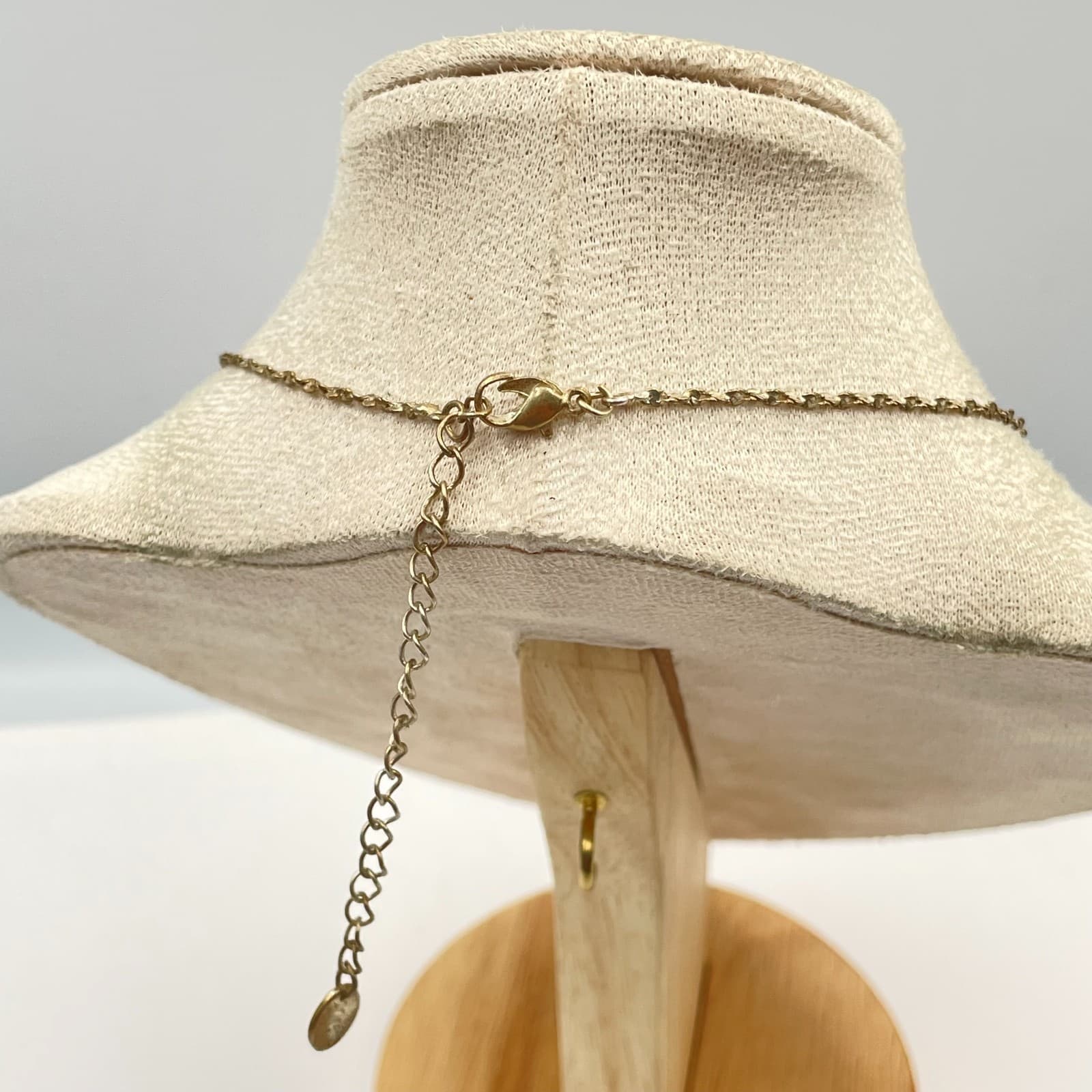 Vintage Gold Tone Rhinestone Layered Festoon Necklace Geometric Drop Statement - Thumbnail 7