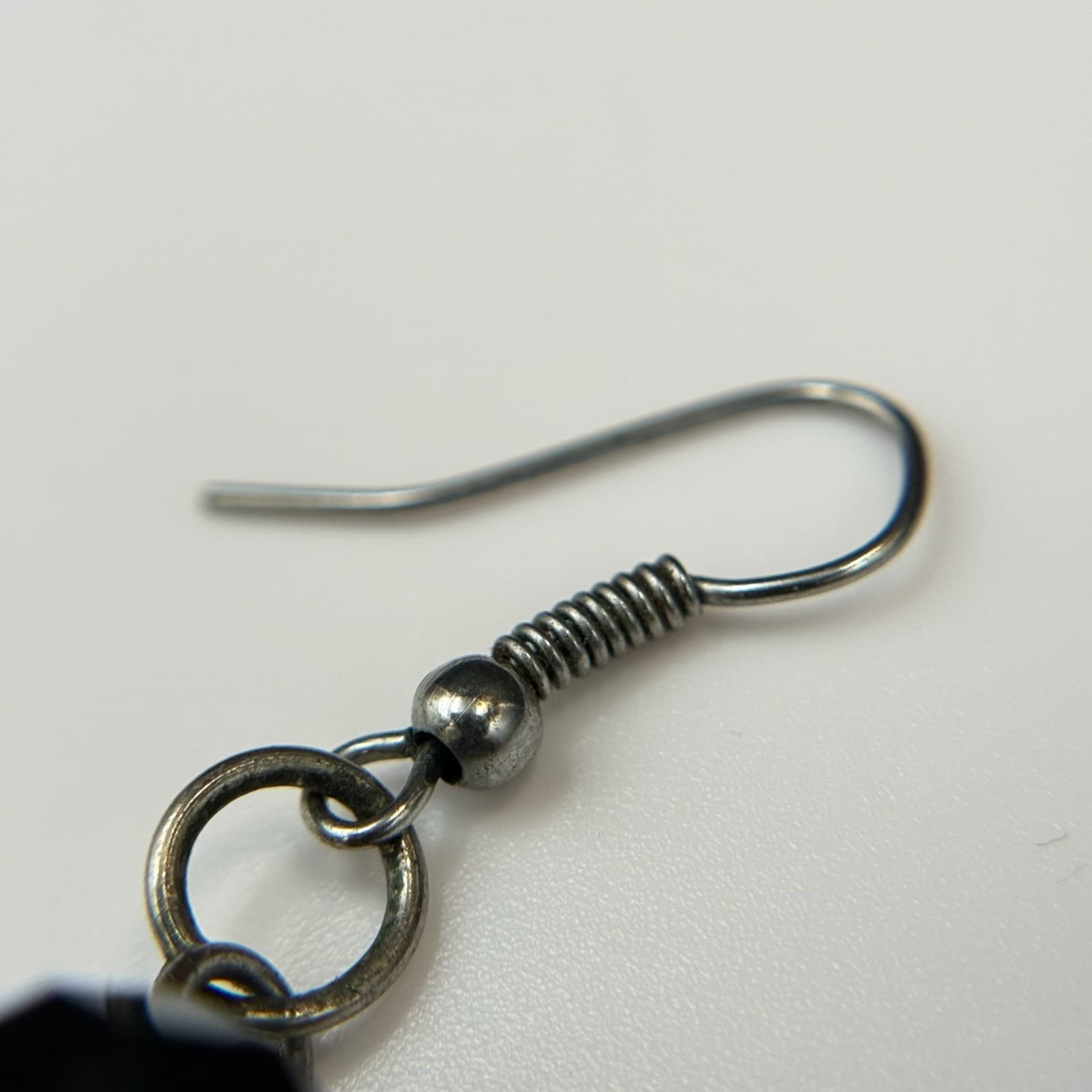 Vintage Black Faceted Gemstone Beads Silver-Toned Fashion Spinel Earrings - Thumbnail 11