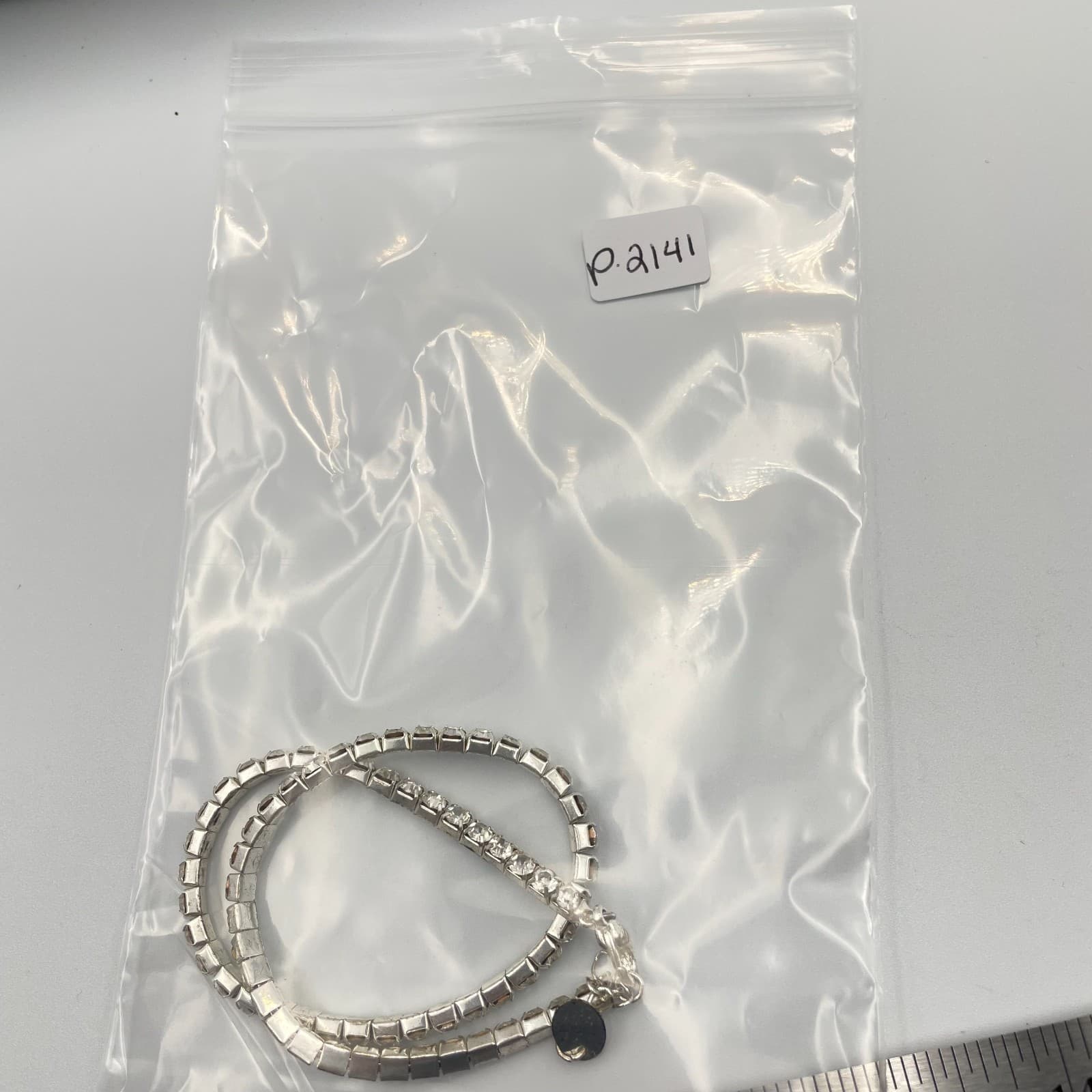 Vintage Claire's Bridal Tennis Choker Necklace Silver Tone Rhinestone Adjustable - Thumbnail 9