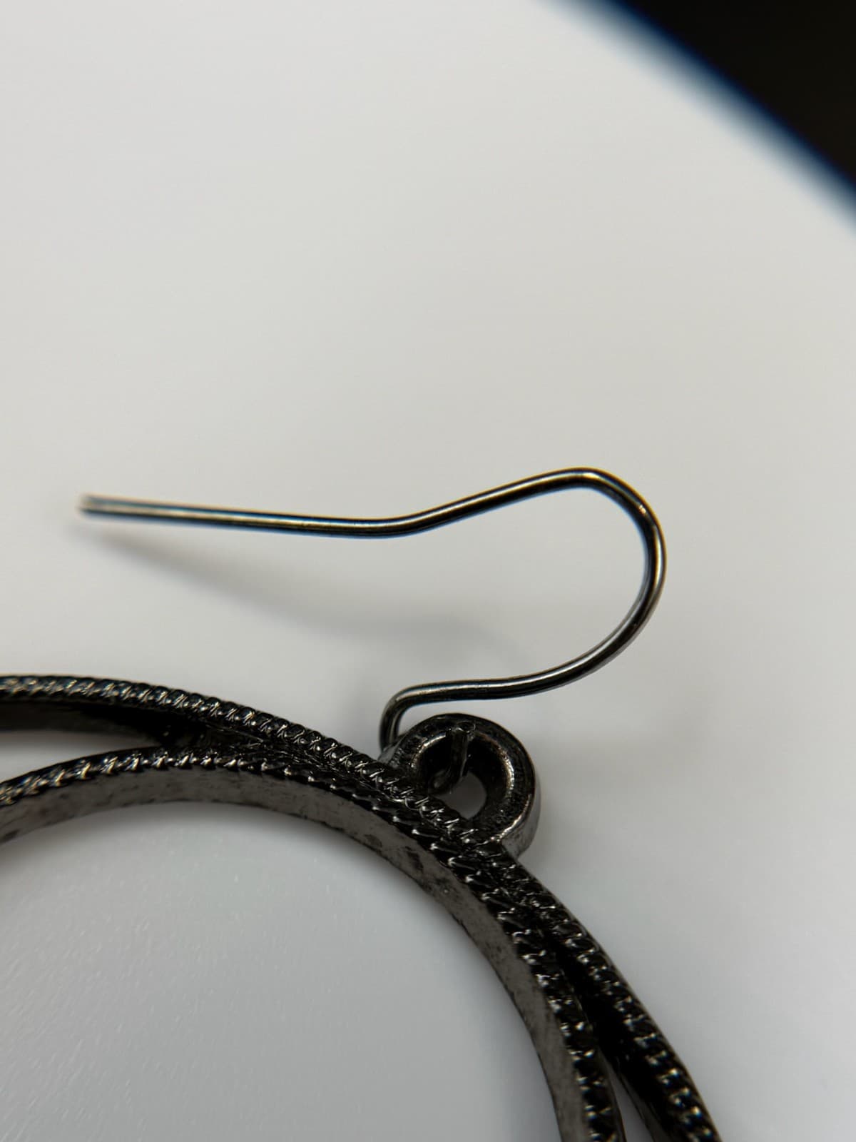 Vintage Gray Black Stones Silver-Toned Fashion Retro Drop Hoop Hook Earrings - Thumbnail 9