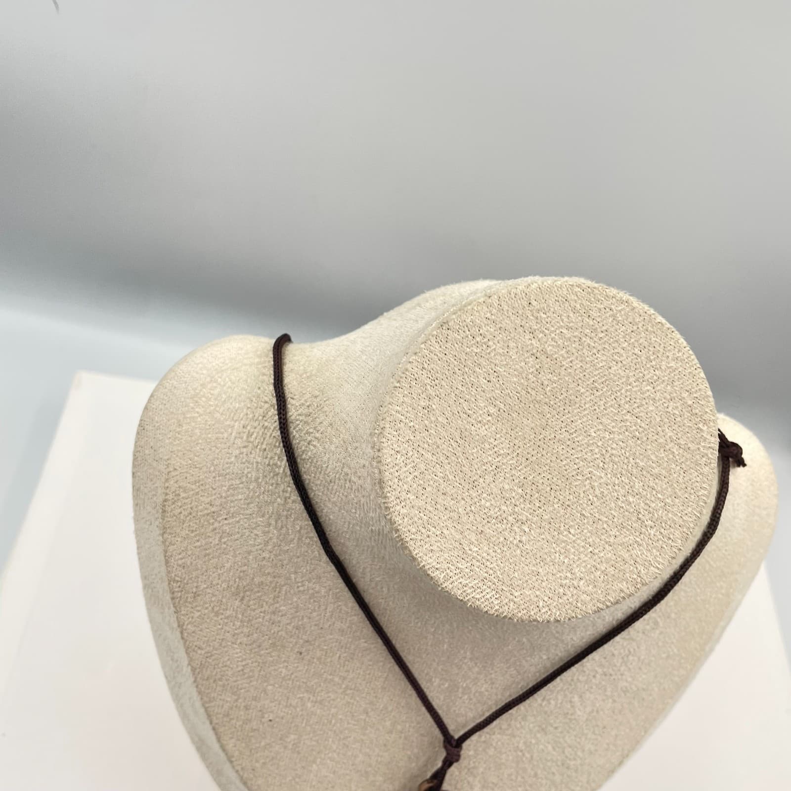 Vintage Bronze Frog Pendant Necklace Brown Braided Silk Cord Boho Cottagecore - Thumbnail 2