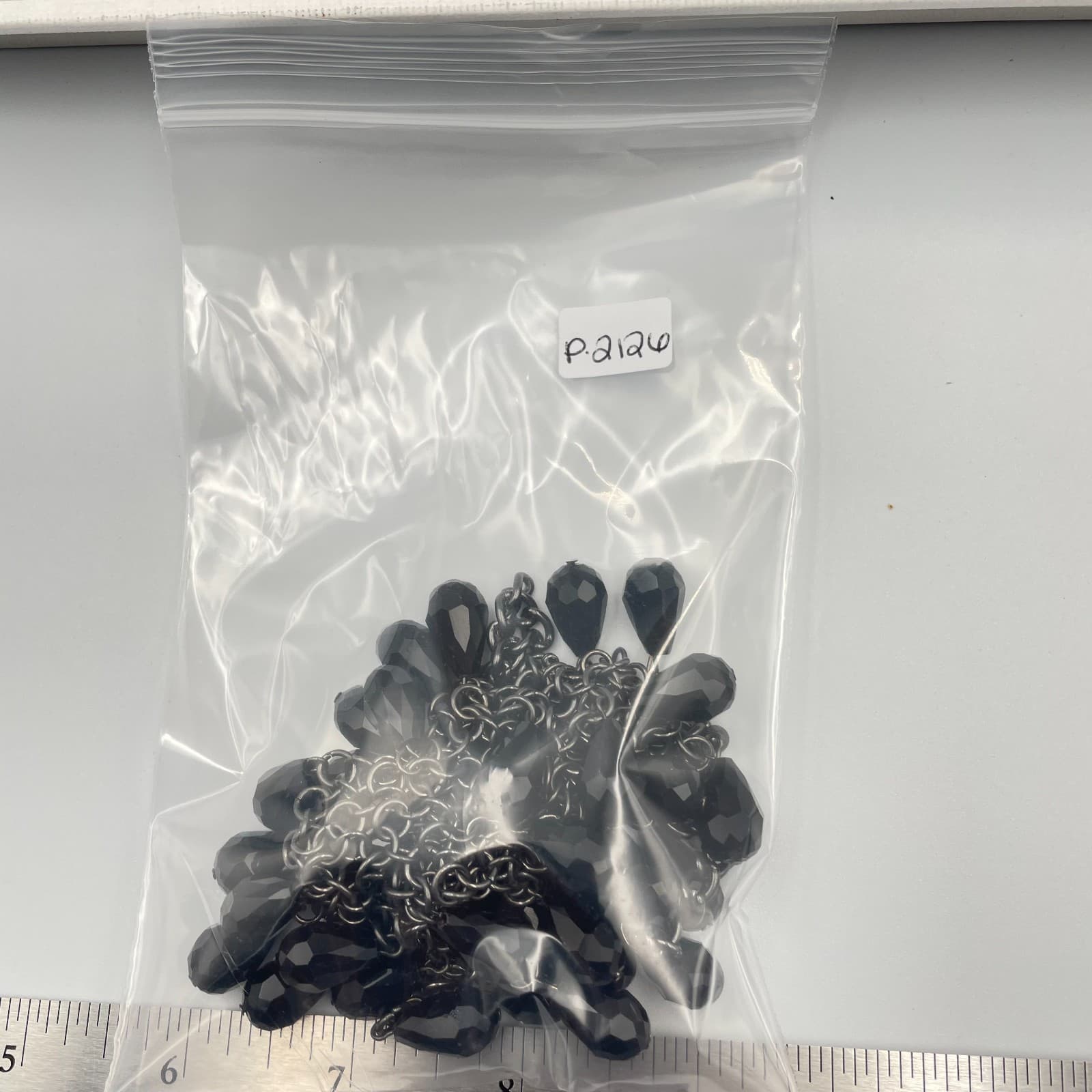 Vintage Black Bib Necklace Waterfall Teardrop Dangle Gunmetal Chain Statement - Thumbnail 9