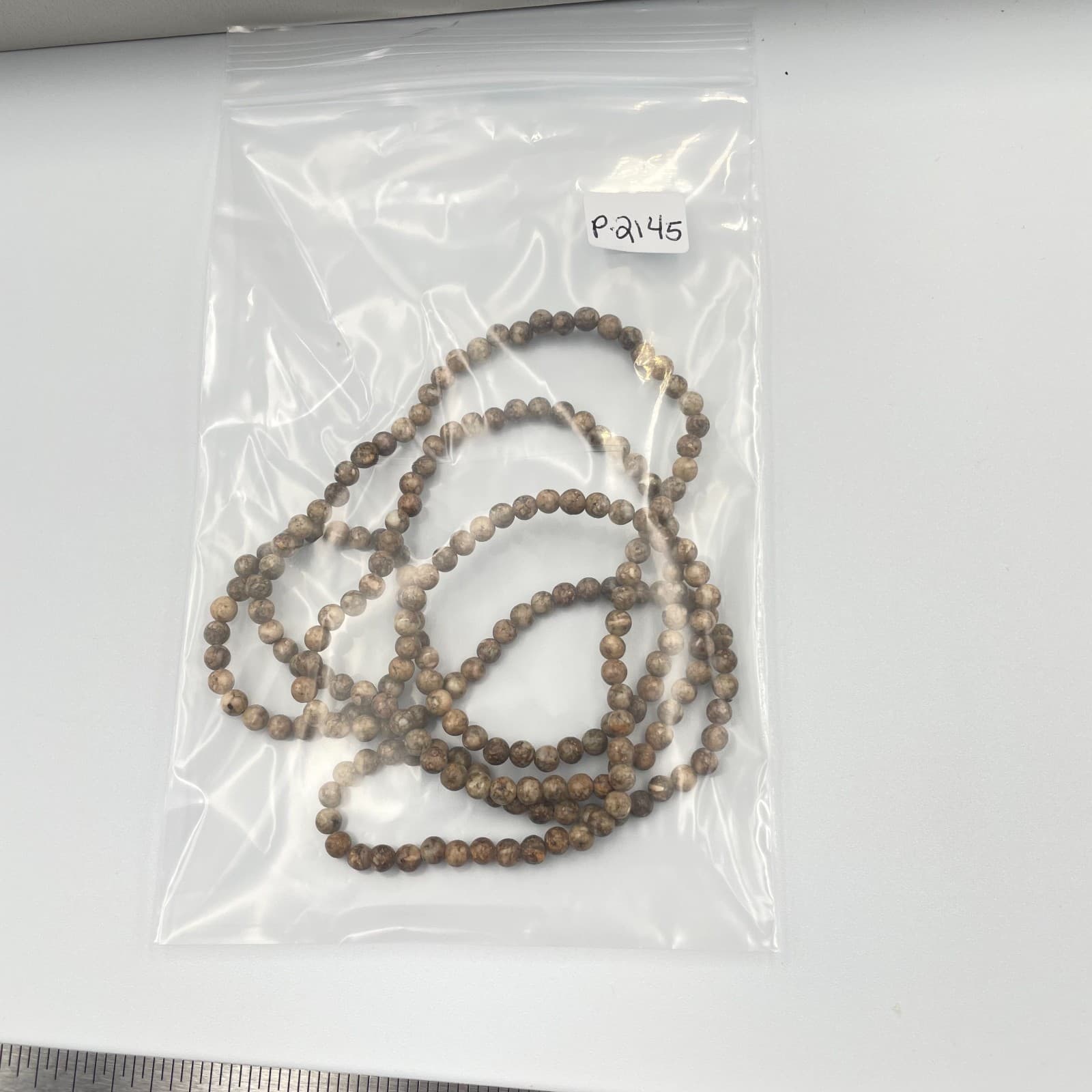 Vtg Natural Picture Jasper Bead Necklace Long Tan Brown Earth Tone Stone Strand - Thumbnail 7