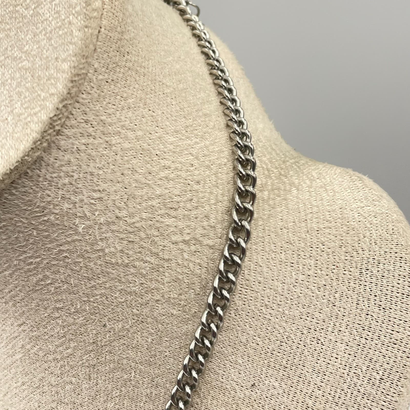 Vintage New York Necklace Silver Tone Blue Green White Cabochon Statement Bib - Thumbnail 6